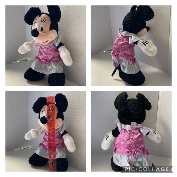 Vintage Disney Parks Minnie Mouse Plush Stuffed Animal Pink Castle Dress - Picture 7 of 16